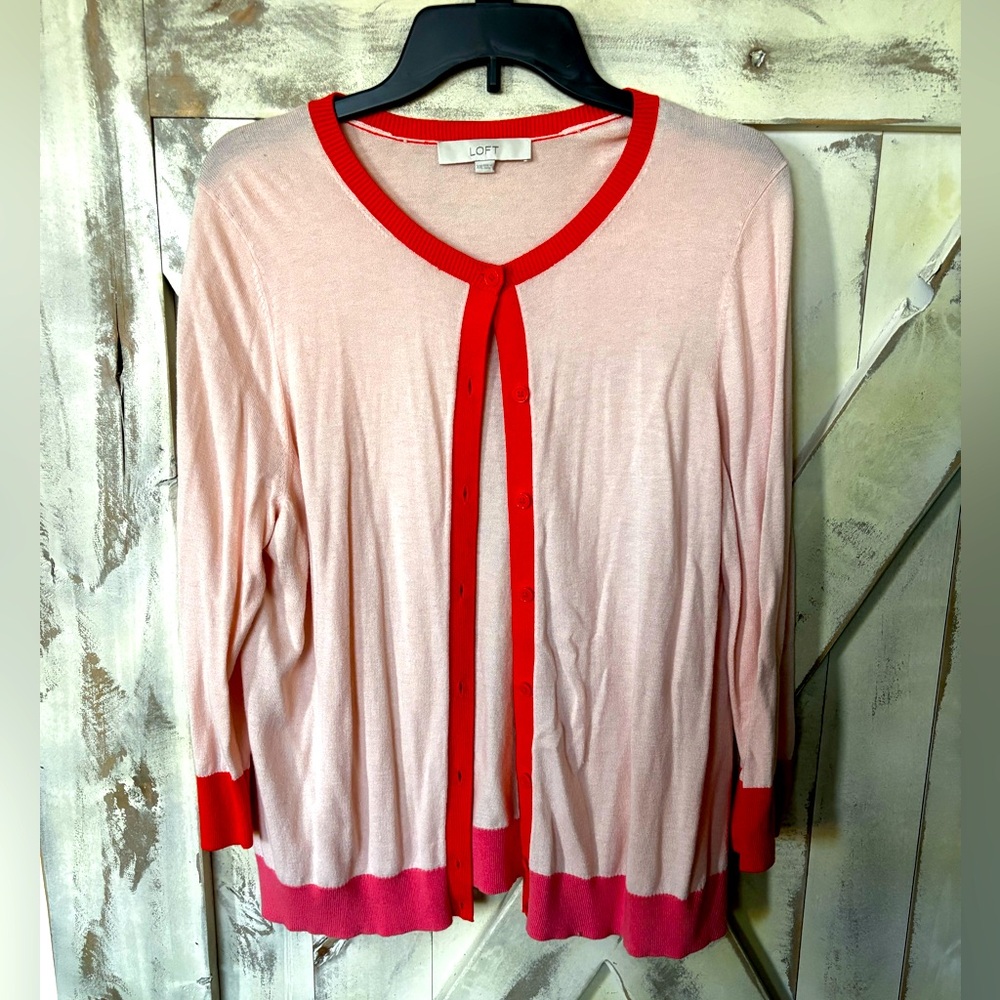 Ann Taylor color block cardigan sweater